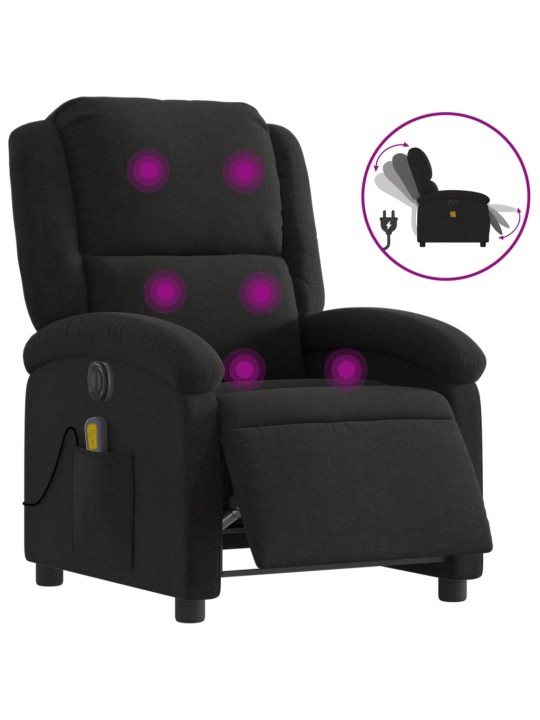 Elektrické masážní polohovací křeslo černé textil