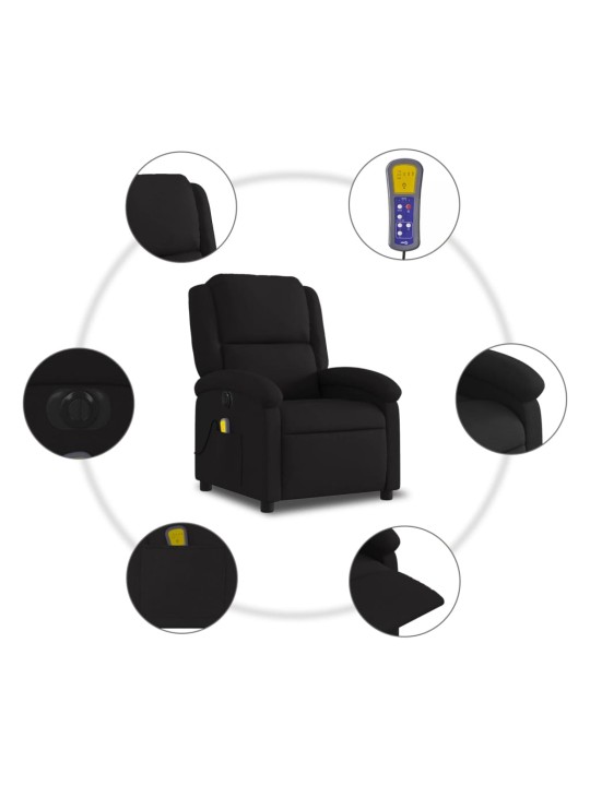 Elektrické masážní polohovací křeslo černé textil