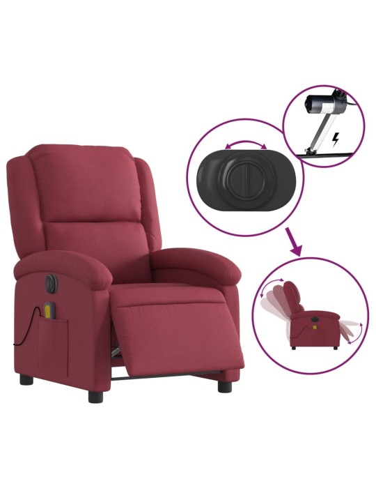 Elektrické masážní polohovací křeslo vínové textil