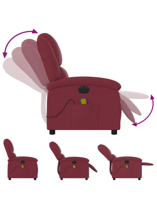Elektrické masážní polohovací křeslo vínové textil