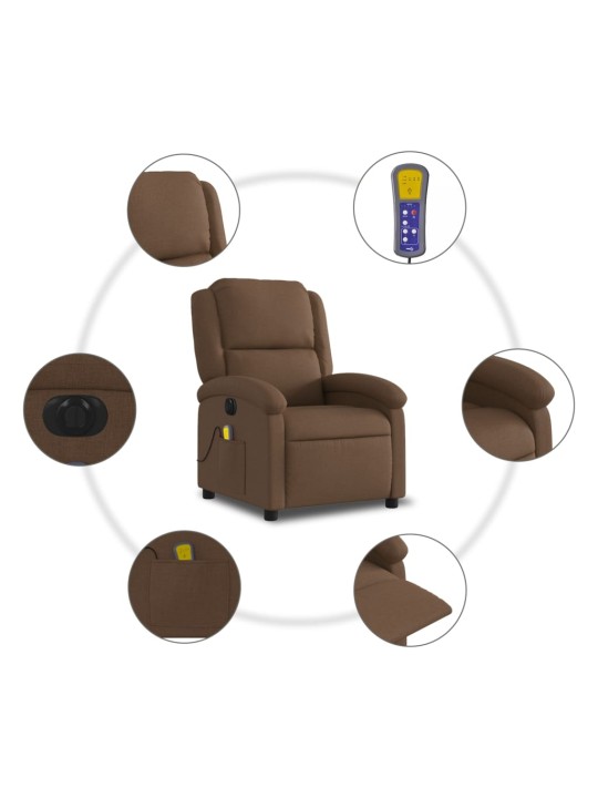Elektrické masážní polohovací křeslo hnědé textil