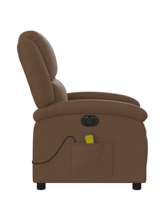 Elektrické masážní polohovací křeslo hnědé textil