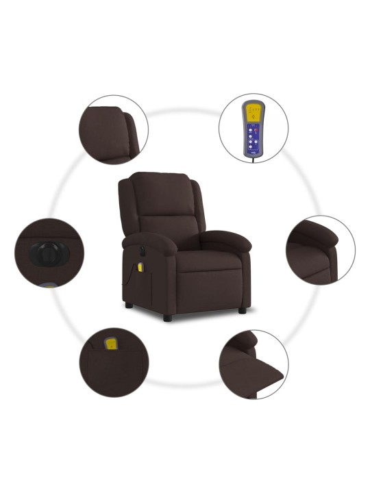 Elektrické masážní polohovací křeslo tmavě hnědé textil