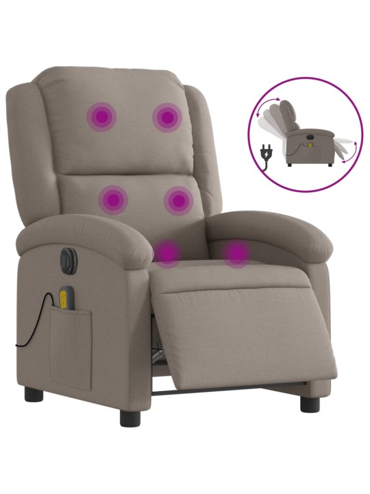 Elektrické masážní polohovací křeslo taupe textil