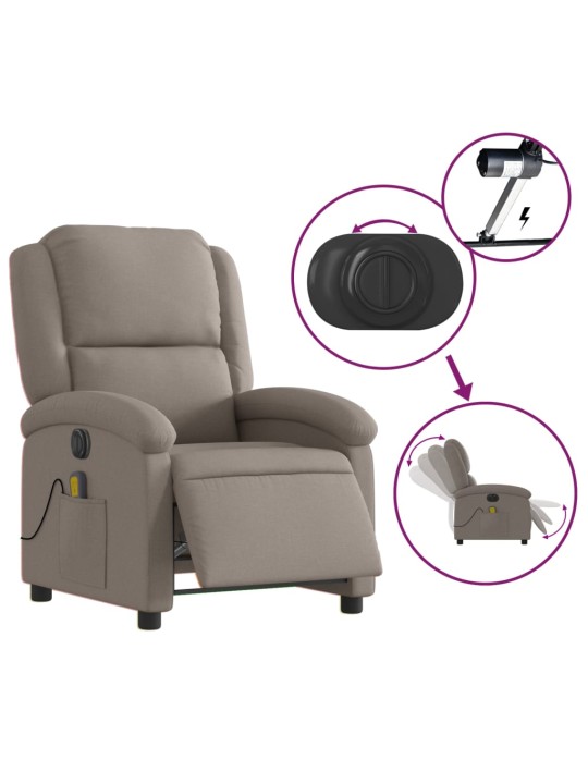 Elektrické masážní polohovací křeslo taupe textil