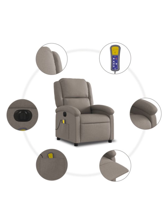 Elektrické masážní polohovací křeslo taupe textil