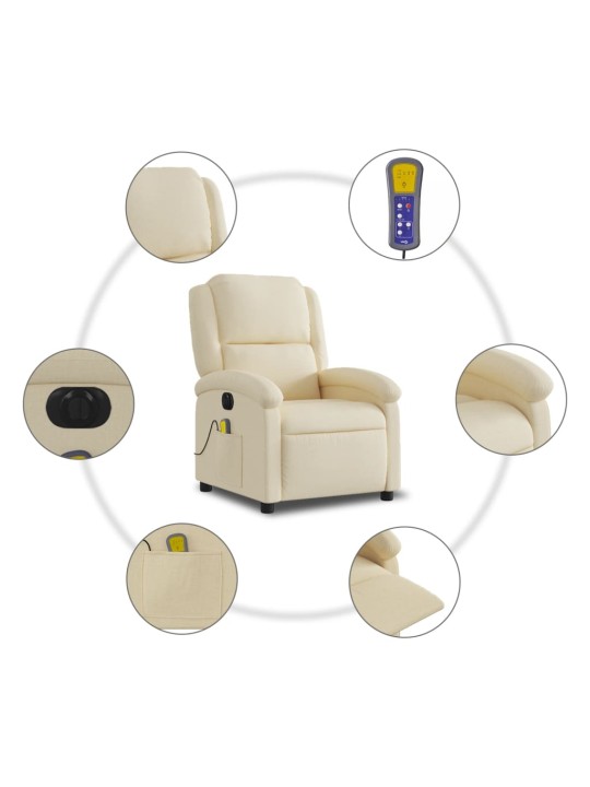 Elektrické masážní polohovací křeslo krémové textil