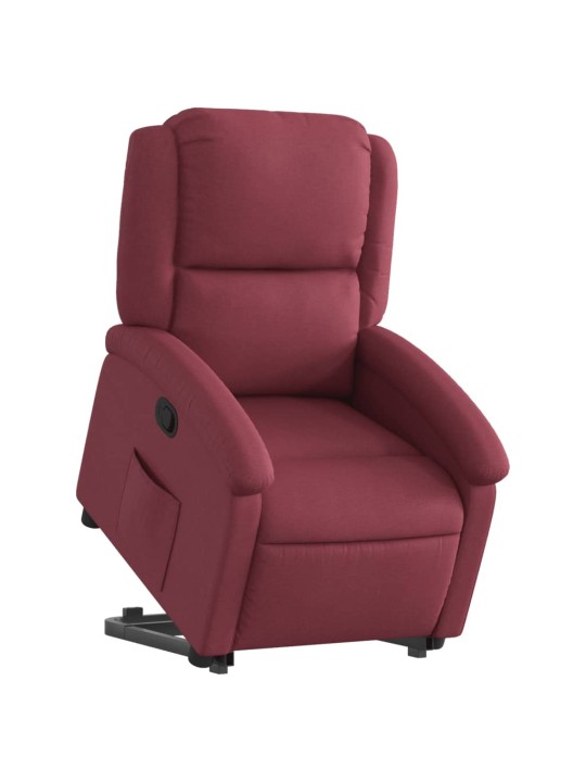 Zvedací polohovací křeslo vínové textil