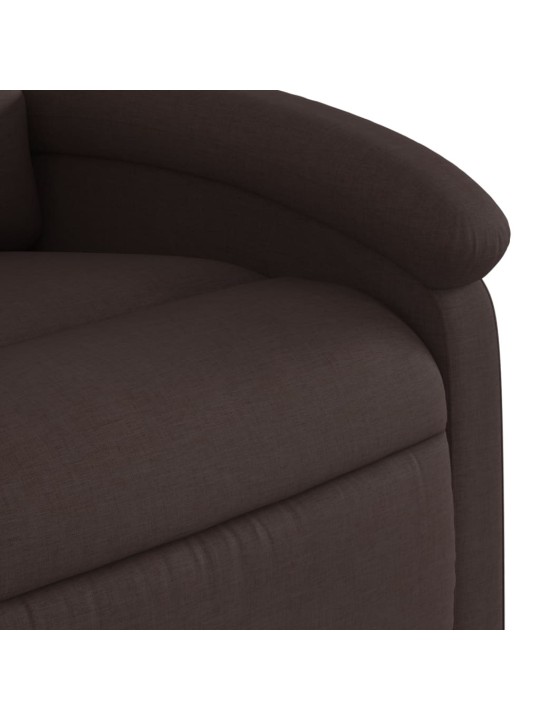 Zvedací polohovací křeslo tmavě hnědé textil
