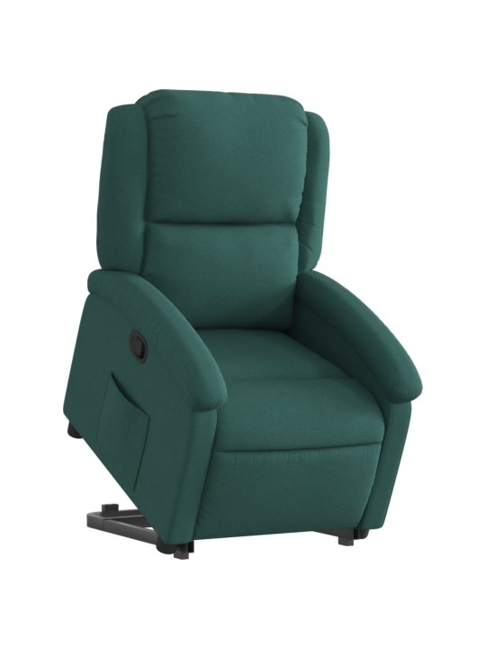 Zvedací polohovací křeslo tmavě zelené textil