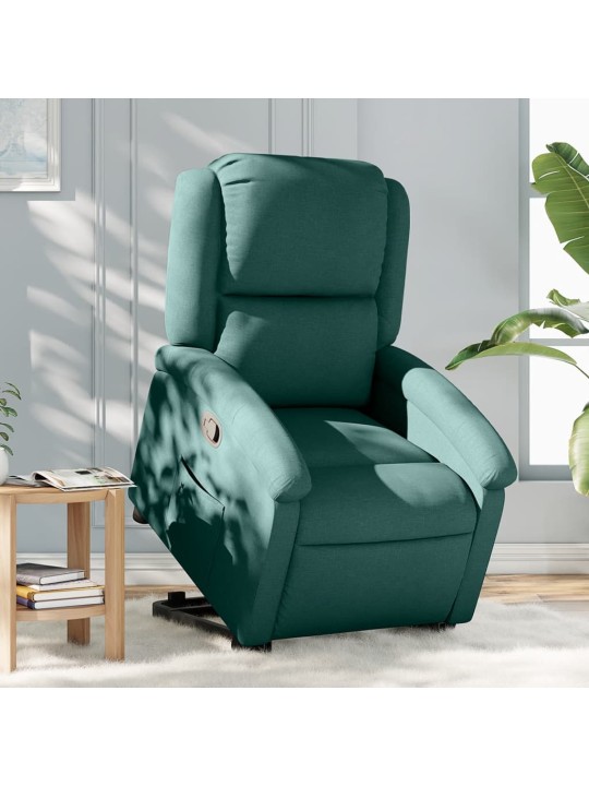 Zvedací polohovací křeslo tmavě zelené textil