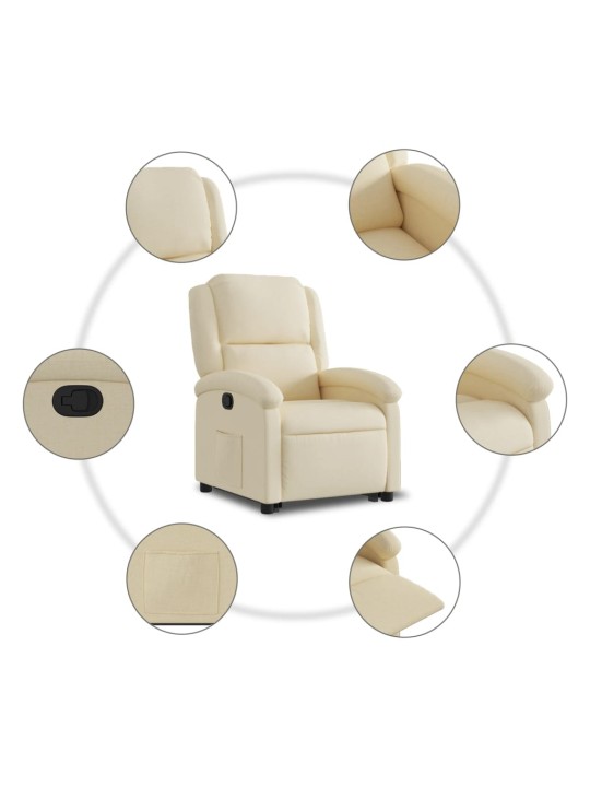 Zvedací polohovací křeslo krémové textil