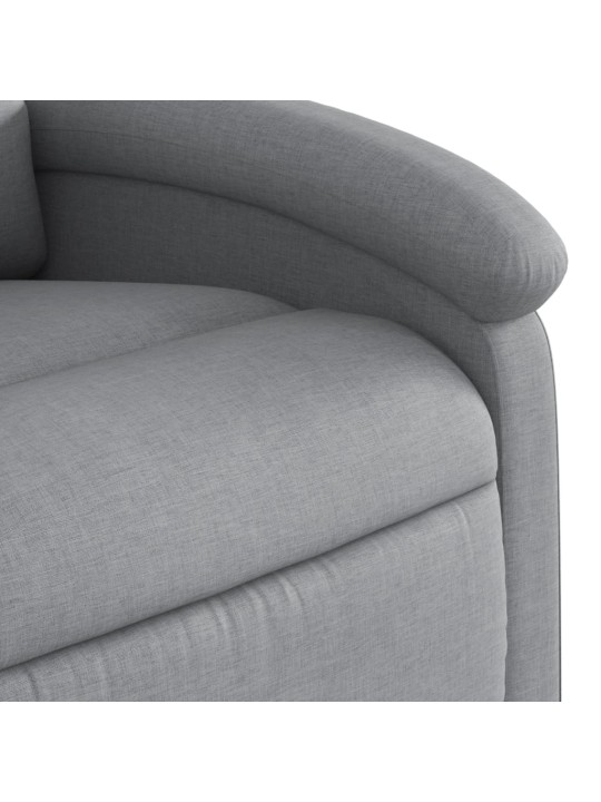Zvedací masážní polohovací křeslo světle šedé textil