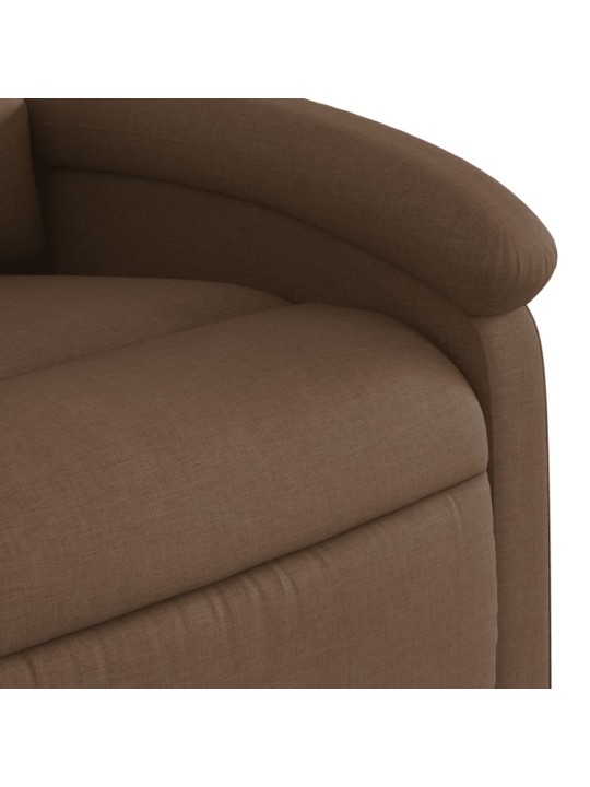 Zvedací masážní polohovací křeslo hnědé textil