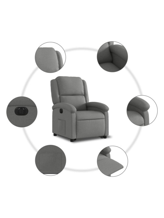 Elektrické zvedací polohovací křeslo tmavě šedé textil