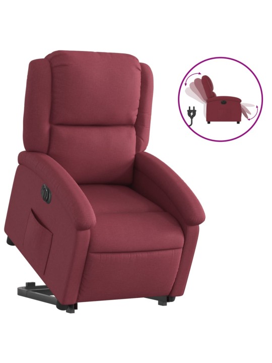 Elektrické zvedací polohovací křeslo vínové textil