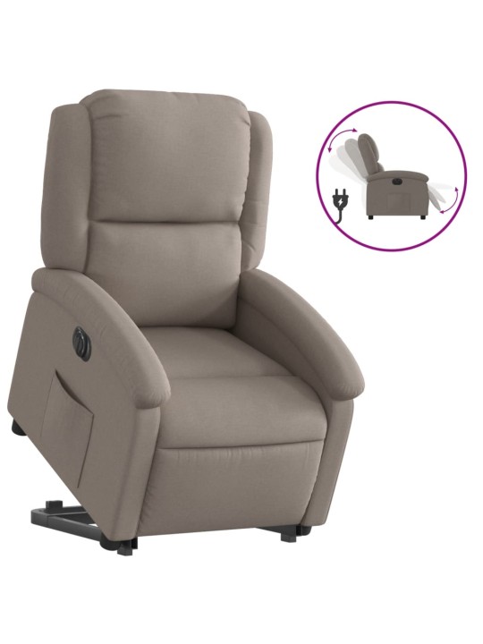 Elektrické zvedací polohovací křeslo taupe textil