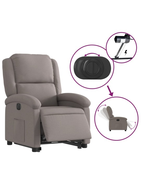 Elektrické zvedací polohovací křeslo taupe textil