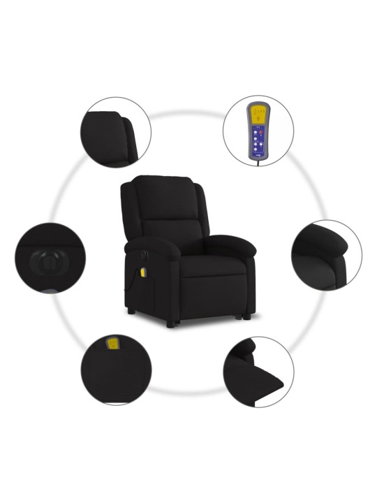 Elektrické zvedací masážní polohovací křeslo černé textil