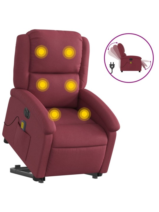 Elektrické zvedací masážní polohovací křeslo vínové textil