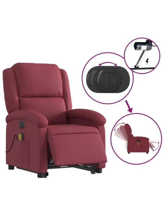 Elektrické zvedací masážní polohovací křeslo vínové textil