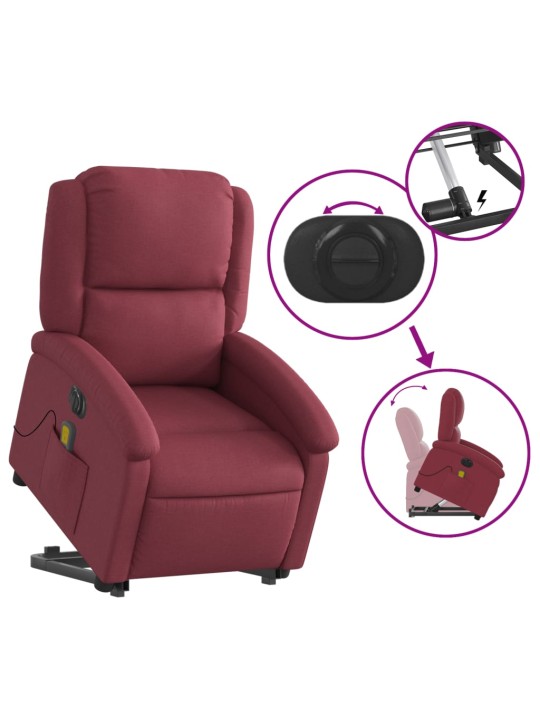 Elektrické zvedací masážní polohovací křeslo vínové textil