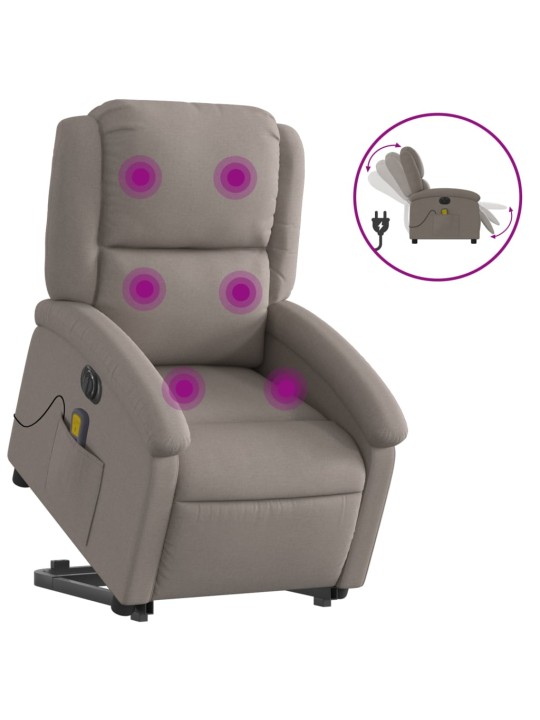 Elektrické zvedací masážní polohovací křeslo taupe textil