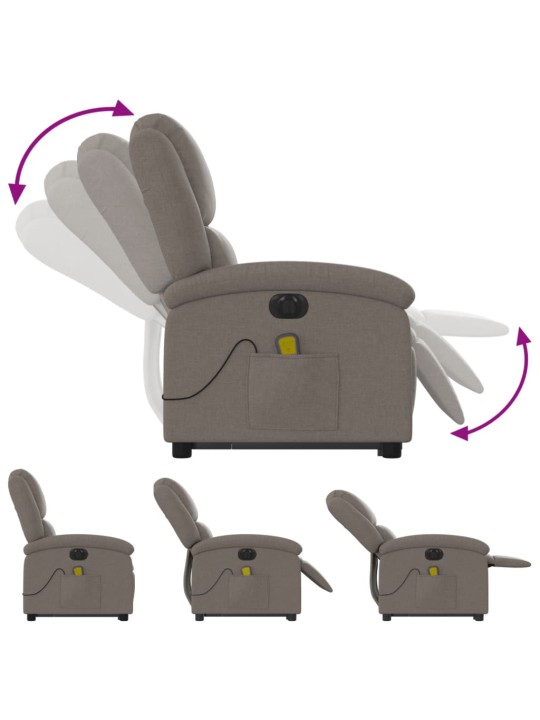 Elektrické zvedací masážní polohovací křeslo taupe textil