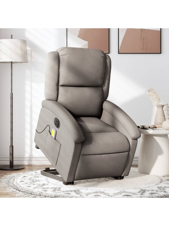 Elektrické zvedací masážní polohovací křeslo taupe textil