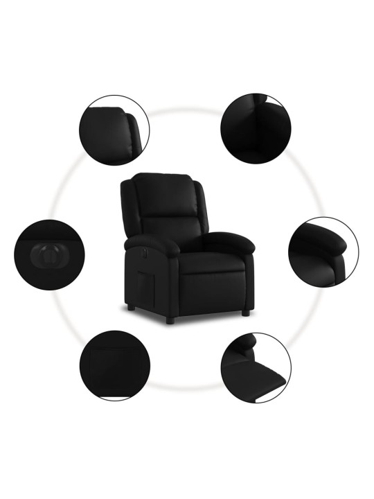 Elektrické polohovací křeslo černé umělá kůže