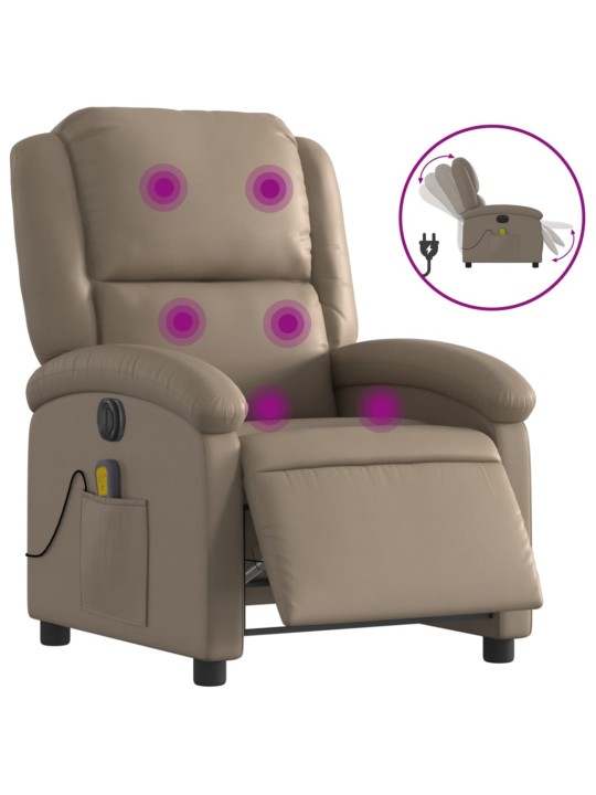 Elektrické masážní polohovací křeslo cappuccino umělá kůže
