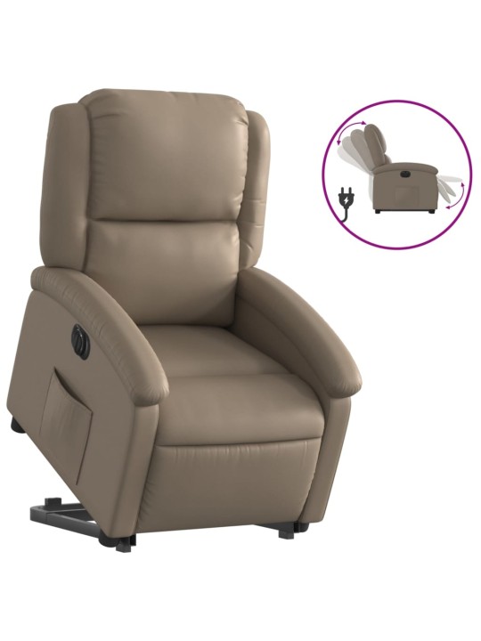Elektrické zvedací polohovací křeslo cappuccino umělá kůže