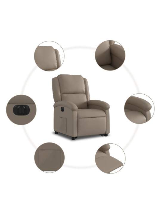Elektrické zvedací polohovací křeslo cappuccino umělá kůže