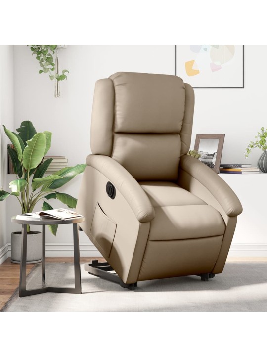 Elektrické zvedací polohovací křeslo cappuccino umělá kůže