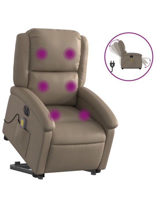 Elektrické zvedací masážní polohovací křeslo cappuccino koženka