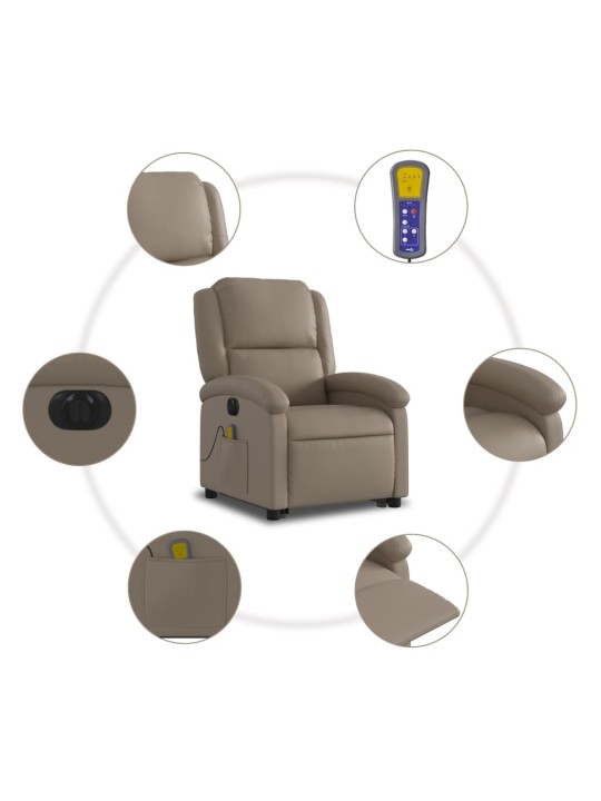 Elektrické zvedací masážní polohovací křeslo cappuccino koženka