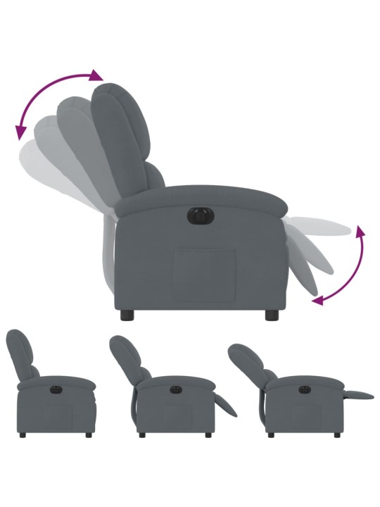 Elektrické polohovací křeslo tmavě šedé samet