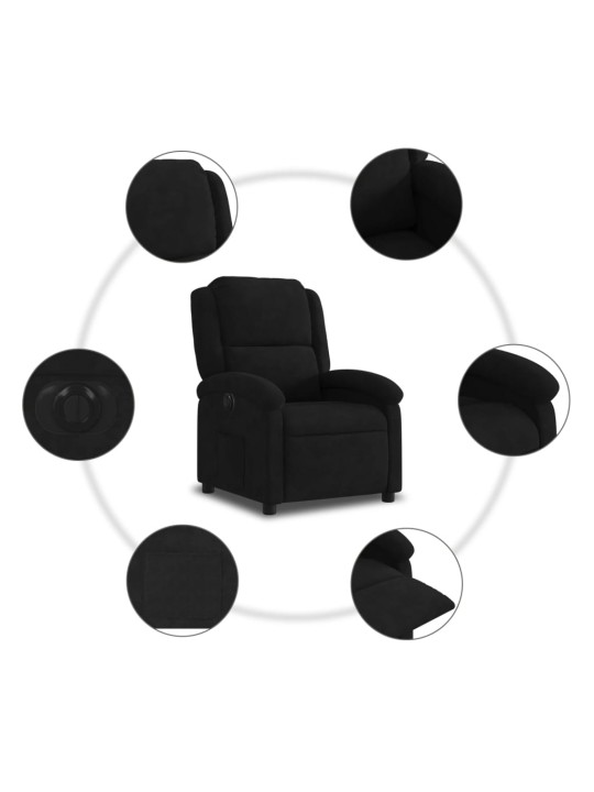 Elektrické polohovací křeslo černé samet