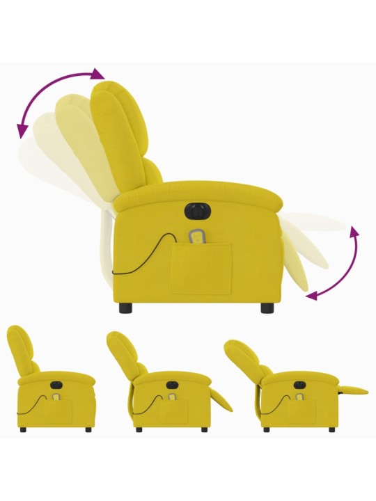 Elektrické masážní polohovací křeslo žluté samet