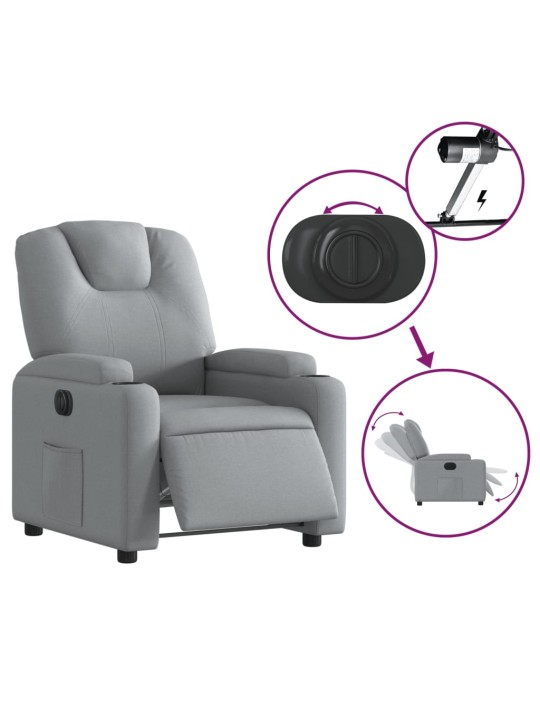 Elektrické polohovací křeslo světle šedé textil