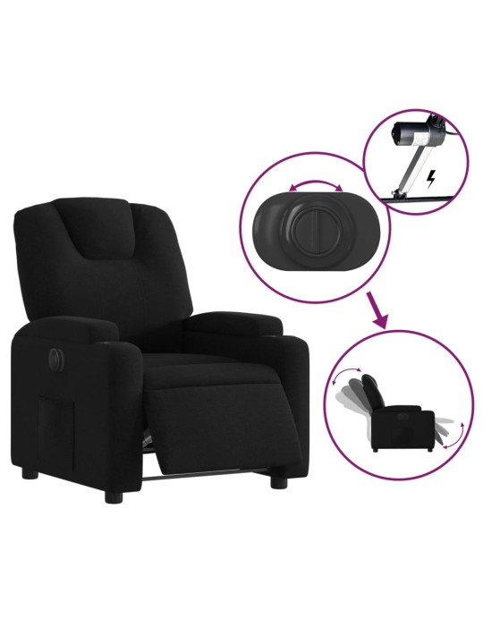 Elektrické polohovací křeslo černé textil