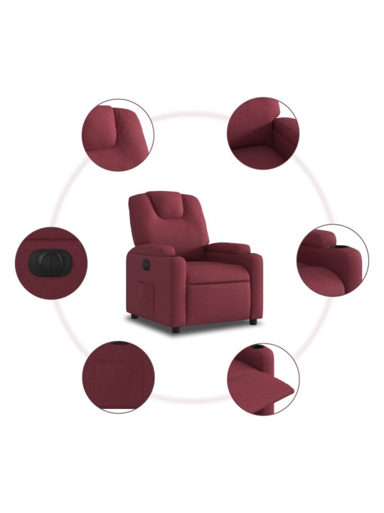 Elektrické polohovací křeslo vínové textil
