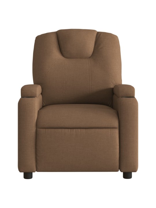Elektrické polohovací křeslo hnědé textil