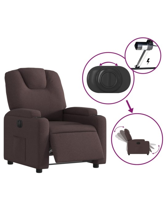 Elektrické polohovací křeslo tmavě hnědé textil