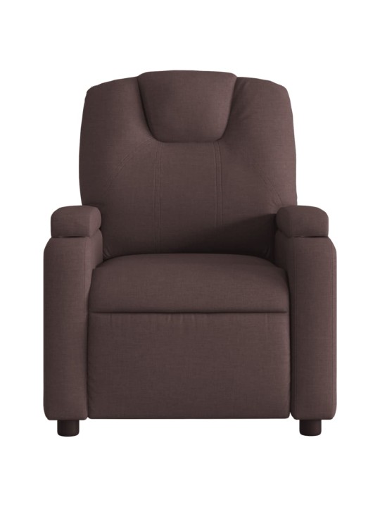 Elektrické polohovací křeslo tmavě hnědé textil