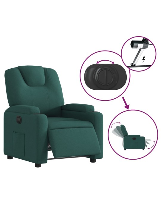 Elektrické polohovací křeslo tmavě zelené textil