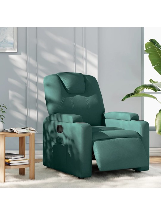Elektrické polohovací křeslo tmavě zelené textil