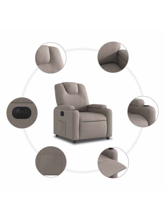 Elektrické polohovací křeslo taupe textil
