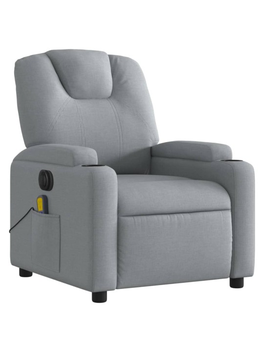 Elektrické masážní polohovací křeslo světle šedé textil