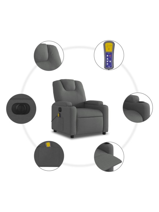 Elektrické masážní polohovací křeslo tmavě šedé textil